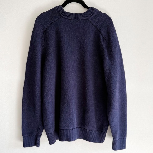 GAP Men’s Cotton Crewneck Sweater Large Navy Blue Long Sleeve Knit Pullover - Picture 4 of 8